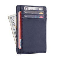 Dompet kulit pemblokir RFID, dompet kulit minimalis ramping model kustom dengan saku depan dan tempat kartu kredit