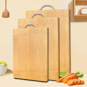 Juego de tablas de cortar de bambú rectangulares con asa para uso en la cocina - Product Image 1