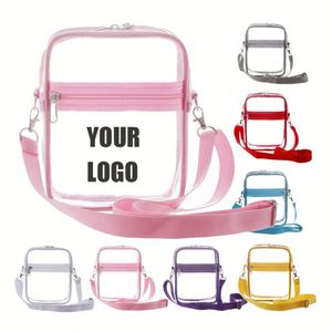 Cross-border Transparent PVC One-<b>shoulder</b> Women's Messenger <b>Bag</b> Simple Waterproof Portable <b>Small</b> square <b>Bag</b> with Customized logo - Product Image 1