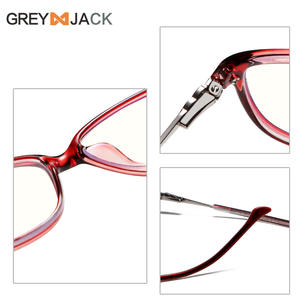 Montures de lunettes rectangulaires anti-radiation pour femmes Grey Jack avec charnières à ressort, style rétro, taille moyenne - Product Image 4