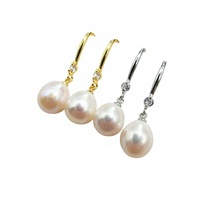 Perles d'eau douce naturelles Zhuji Edison, forme riz, qualité AAAA/AAAAA, blanches/roses, pour femmes, crochets d'oreille simples, passe-partout, perles à fort éclat, 18K