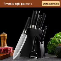 Japanische profession elle runde schwarze Holzgriff Premium 40Cr Damaskus Stahl Küchenmesser Set Kaufen für Restaurant