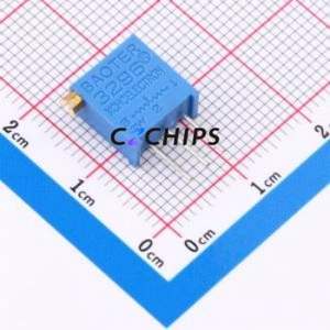 Résistance/potentiomètre réglable 3296X-202, composant traversant (THT)-3P, 9,5x4,8 mm, résistance 2 kOhm, 10 %, 500 mW, 250 ppm/ ℃ - Product Image 1