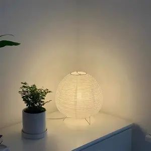 Süslemeleri masa ışığı geleneksel fener E14 ampul pirinç kağıt lamba gölge