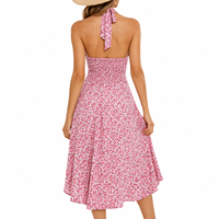 Robe Halter Tendance à Imprimé Floral pour Femme, Décontractée, Sans Manches, Tenue de Plage, Vente Directe Usine