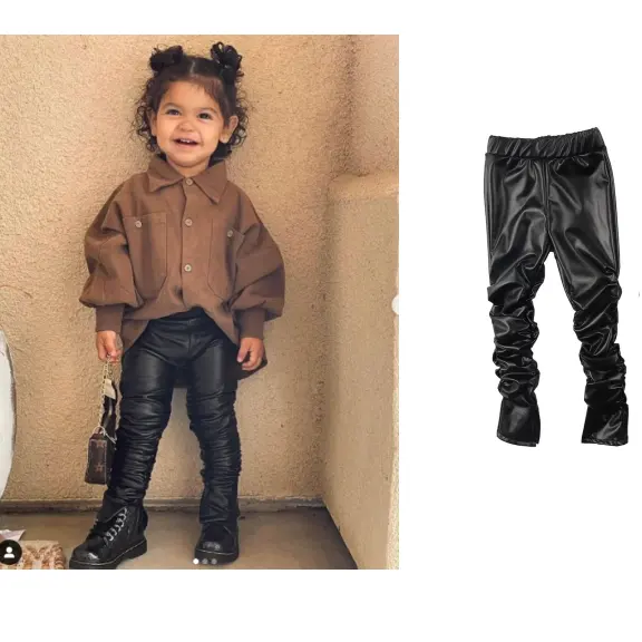 RD2021 סיטונאי אופנה ילדי ילדות קטנות סתיו עור פעוט בנות לערום מכנסיים יכול להוסיף לוגו ולעשות סדר
