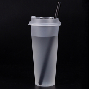 Food Grade Clear Matte Textured PP Plastic Hot Coffee Juice Bubble Milk Tea Cups Disposable With Custom Logo Printed Lids Straws