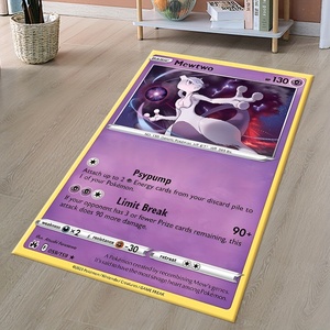 Tapis personnalisé imprimé avec des cartes Pokémon, des cartes Yugioh et des cartes Mewtwo, tapis de dessin animé irrégulier, tapis imprimé sur mesure, tapis design. - Product Image 5