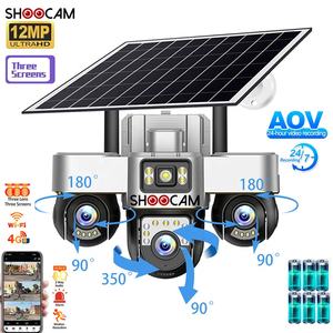 V380 Aov 24h Enregistrement 3lens 3ptz 4g Caméra solaire extérieure Ip66 Couleur <span class=keywords><strong>Version</strong></span> nuit Audio bidirectionnel Cctv Caméra de sécurité sans fil - Product Image 1
