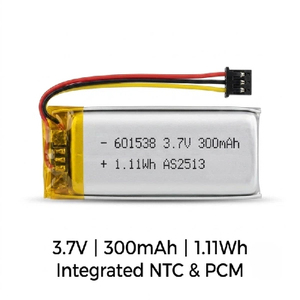 แบตเตอรี่ลิเธียมไอออนแบบ Pouch 3.7V 300mAh เซลล์โพลิเมอร์แบบแบน พร้อม NTC และ PCM ในตัว สำหรับระบบควบคุมการเข้าออกด้วยสมาร์ทล็อค - Product Image 1