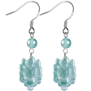 Natural A-grade Jade Blue Water Nine-Tailed Fox Ethnic Earrings S925 Platinum Plated Ice-Seed Jade <b>Studs</b> for Women Anniversary - Product Image 1