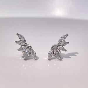 TIanyu Gems Gold Brass Stud <b>Earrings</b> Women Featuring Marquise White Cubic Zircon Stone Trendy Elegant Classic Winged Design - Product Image 5