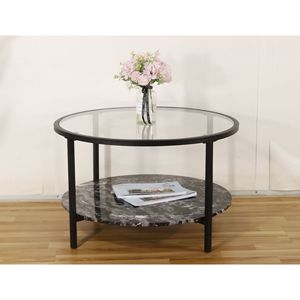 Mesa de centro personalizada con diseño de mármol, mesa baja, mesa auxiliar redonda, mesa de centro de vidrio transparente, mesa redonda para apartamento pequeño - Product Image 4