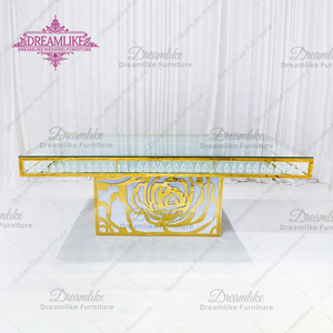 Table à manger de luxe <span class=keywords><strong>en</strong></span> acier inoxydable doré pour les banquets de mariage, les restaurants et les hôtels - Product Image 2