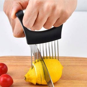 Hot Sale Wholesale <b>Kitchen</b> <b>Gadget</b> Onion Holder Onion Needle Onion Cutter with Plastic Handle Dishwasher Safe. - Product Image 5