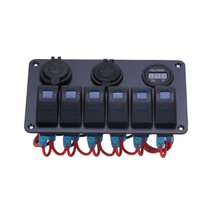 Panneau de commande marin tout-terrain 6 voies avec voltmètre numérique et <span class=keywords><strong>chargeur</strong></span> USB universel pour yacht, jeep, camping-car et VTT - Product Image 2