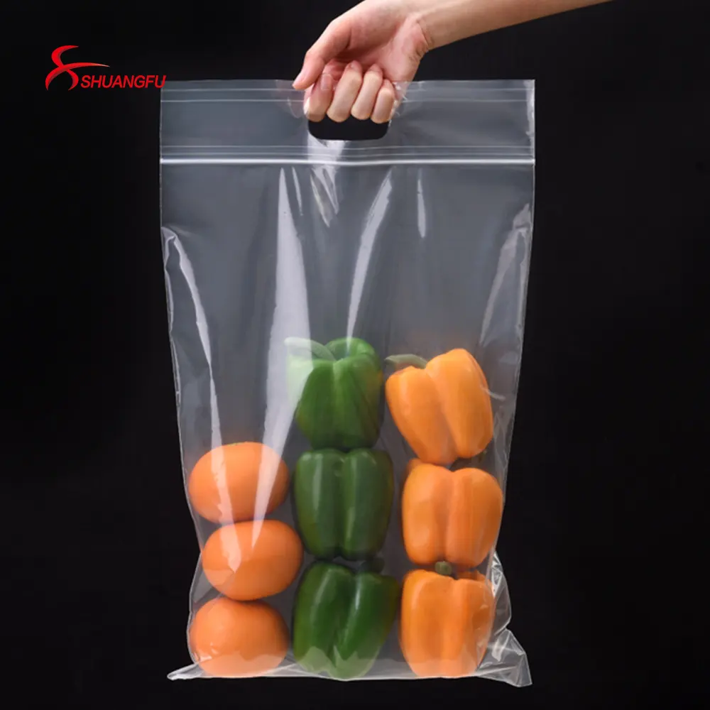 Sacs de rangement en plastique à fermeture éclair, 100 unités, sacs en plastique transparents à fermeture éclair avec poignée de transport pour tenir les aliments