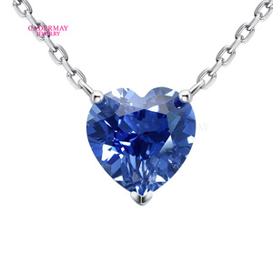 Cadermay Heart Shape Sapphire Necklace S925 Sterling Silver Moissanite Pendant Gift - Product Image 5