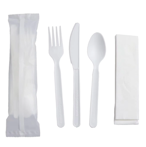Ensemble de couverts jetables biodégradables en PLA personnalisés avec fourchette et cuillère pour la restauration et la vaisselle - Product Image 2