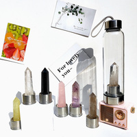 Bouteille d'eau en verre borosilicate avec cristal de guérison, compartiment amovible pour gemmes, bouteille d'élixir Reiki
