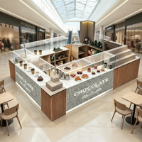 Kiosque à café de centre commercial de luxe personnalisé avec éclairage LED, design écologique, service de mise en espace intérieur multifonctionnel