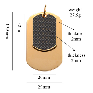 <span class=keywords><strong>Colgante</strong></span> de Placa de Identificación Estilo Industrial Punk, Acero Inoxidable 316L con Incrustaciones de Fibra de Carbono, Baño de Oro PVD IP - Product Image 5