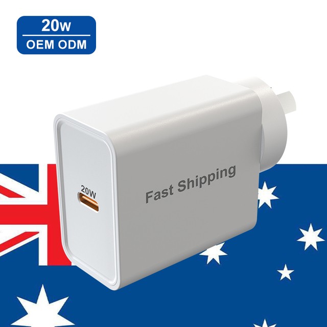 Hot Sales AU Wall USB Charger 20w Oem Odm Fast Charging Abs Usb C Charger for USB C Type Mobile Device Charging