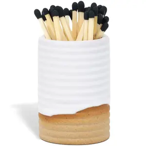 New Arrival Household Gift Bathroom Decor Matchstick Storage Jar Ceramic Match Striker Modern Candle Holders With Striker