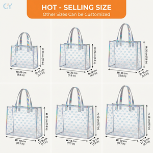 <span class=keywords><strong>Sac</strong></span> fourre-tout transparent en PVC durable avec poignées en PU laser et surpiqûres multiples pour le bureau et l'usage quotidien professionnel - Product Image 6