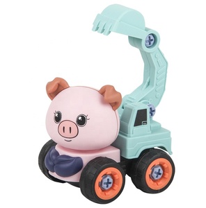 Bloques de construcción educativos para niños, juguetes de animales para montar en coche, camión mezclador, grúa, camión volquete, excavadora - Product Image 2