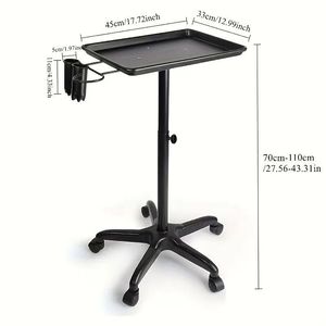 Modern Plastic Hairdressing Tray <b>Foldable</b> Black Beauty Salon Hair Extension <b>Trolley</b> Movable For Beauty Salon - Product Image 2