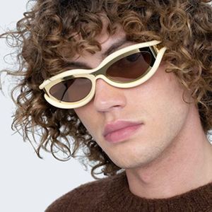 Gafas de Sol Ovaladas con Marco Pequeño para Hombre, Diseño de Marca de Lujo con Logotipo Personalizado, Gafas de Sol Estilo Ojo de Gato Punk con Protección UV400 para Mujer - Product Image 2