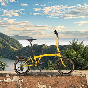 Vélo <span class=keywords><strong>pliable</strong></span> 16 pouces à trois plis, 9 vitesses, cadre en acier léger, frein en V, jante en alliage d'aluminium, guidon Y/M - Product Image 3