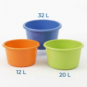 Baignoire ronde en plastique bleue, baignoire spa empilable, portable, pour bébé - Product Image 3