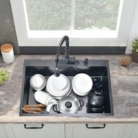 Évier de cuisine moderne écologique en acier inoxydable noir 30x18 à cuve unique, calibre 16 R10, pour comptoir de restaurant