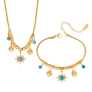 Collana con Ciondolo Albero della Vita e Sole MECYLIFE in Acciaio Inossidabile, Stile Etnico Vintage con Accento in Turchese, Gioielli per Donne - Product Image 5