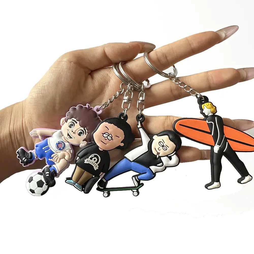 Ring Chain Keychain Customized Promotional Cute Soft PVC Rubber Key Ring Key Chain Keychain Rubber Keyring Silicone Key Chain