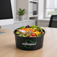 Bol à salade jetable en papier kraft noir mat 500ml 750ml 1000ml avec couvercle, étanche, résistant à l'huile, qualité alimentaire, approvisionnement en gros, restauration, confiserie