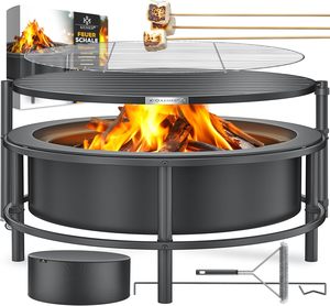 CE Certified Modern <b>Fire</b> Bowl <b>Grill</b> Grate-Safe Outdoor Garden Warmer <b>Wood</b> Burning <b>Fire</b> Pit Model F40702 Home Heating Cooking - Product Image 1