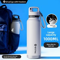 Gourde isotherme sous vide à double paroi en acier inoxydable 316 de 750 ml avec couvercle verrouillable, maintien au chaud de 24 à 36 heures, infuseur à thé intégré, compatible eau bouillante
