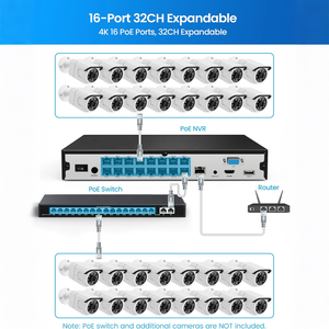 Système de caméra de sécurité PoE 4K <span class=keywords><strong>avec</strong></span> disque dur 4 To, 10 caméras PoE extérieures 8MP, comptage <span class=keywords><strong>des</strong></span> personnes, détection de personnes/véhicules - Product Image 5