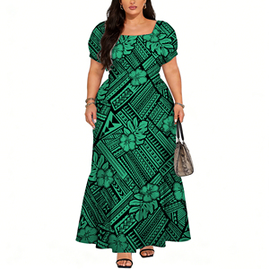 Vestido Maxi Floral de Moda para Mujer, Estilo Polinesio con Diseñ<span class=keywords><strong>o</strong></span> Tribal <span class=keywords><strong>Elei</strong></span>, Cuello Redondo, Primavera - Product Image 4