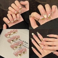 Diseño #61 #65 #69 #97 pintura a mano tulipanes flor arte de uñas hecho a mano 10 Uds brillo ojo de gato uñas artificiales cubierta completa puntas de uñas