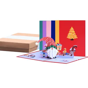 New 3D Greeting Thank You Card Holiday Handmade Paper Card Color Printing Christmas Gift Pop-up Card Set with Box