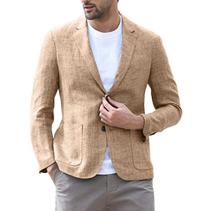 Vestito di moda Casual da <span class=keywords><strong>uomo</strong></span> di vendita calda. <span class=keywords><strong>Giacca</strong></span> <span class=keywords><strong>estiva</strong></span> in <span class=keywords><strong>lino</strong></span> europeo e americano - Product Image 2