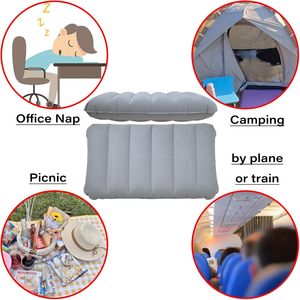 Oreiller de voyage gonflable rayé floqué pour le camping, l'avion, le bureau - Product Image 5