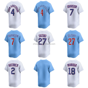 <span class=keywords><strong>Camiseta</strong></span> de Béisbol Bordada al por Mayor de los <span class=keywords><strong>Chicago</strong></span> <span class=keywords><strong>Cubs</strong></span> de EE. UU. # 4 Crow-Armstrong # 7 Dansby Swanson # 3 Artículos de Softbol de Alex Bregman - Product Image 1