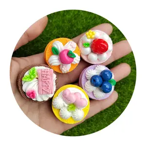 New Creative 100Pcs Miniature Fruit Cream Cake Resin Dessert Food Embellishments Handicraft Accessories For DIY Crafts