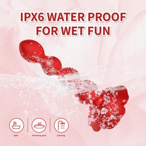 Розовые красные анальные бусы Пробка 10 вращающийся вибрирующий массажер простаты Градуированный силиконовый Секс-игрушки для взрослых - Product Image 2