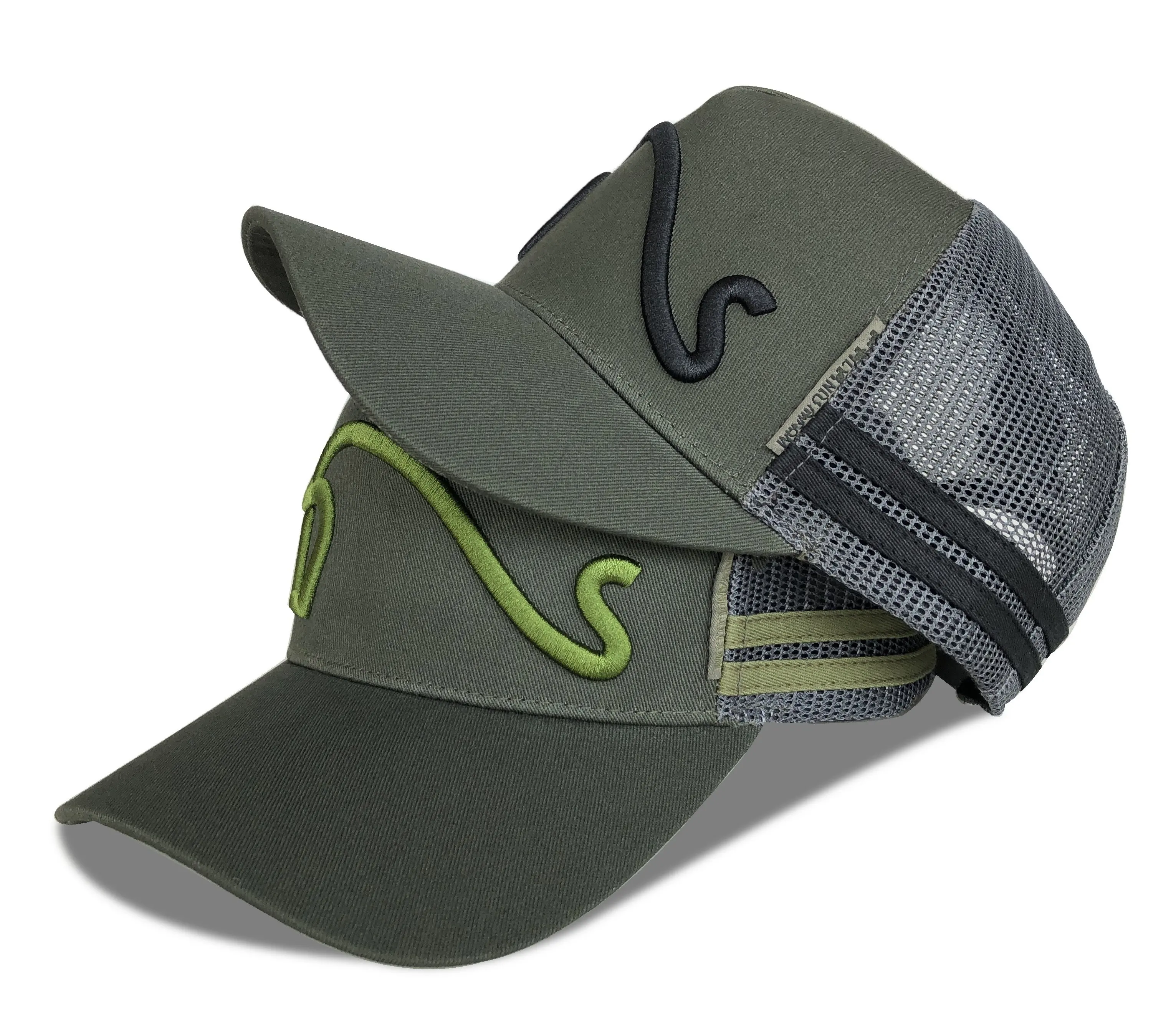 Personalized New Custom 5 Panel Trucker Caps Hats Cotton Mesh Cow Caps With Two Stripe Austrailian Woven Label Trucker Hat